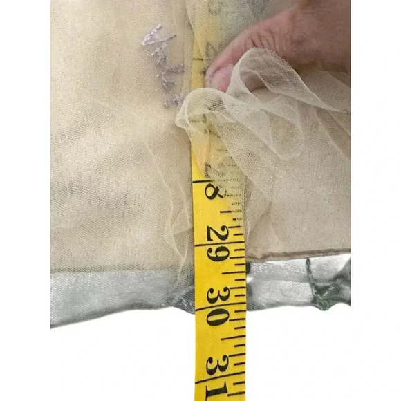 Lavetir Yellow Sleeveless Floral Embroidered Tulle Mini Dress forget me not - Picture 5 of 12